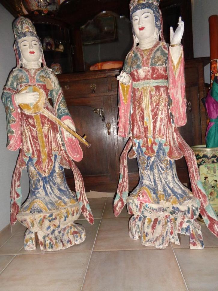 *2 zéér grote prachtige antieke houten beelden (19e eeuw), Antiek en Kunst, Kunst | Beelden en Houtsnijwerken, Ophalen