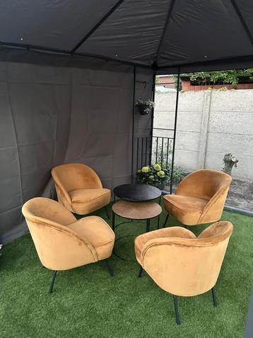 BePureHome Vogue fauteuils mosterdgeel – set van 4 beschikbaar voor biedingen