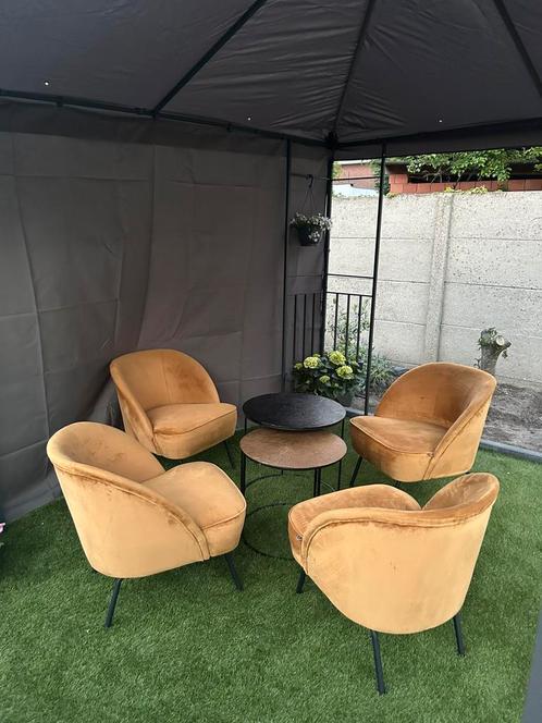 BePureHome Vogue fauteuils mosterdgeel – set van 4, Antiek en Kunst, Antiek | Meubels | Stoelen en Sofa's, Ophalen