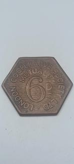 Jeton en métal 6 D vintage de la London Co-op Society, Timbres & Monnaies, Monnaies | Europe | Monnaies non-euro, Enlèvement ou Envoi