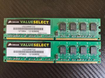Corsair ValueSelect 4GB (2GBx2) DDR2 667MHz, Utilisé, Desktop, 4 GB, DDR2
