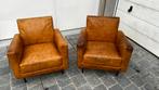 Fauteuil cuir  club cognac 1930-1950 ., Maison & Meubles, Arts-deco, Moins de 75 cm, Enlèvement, Utilisé