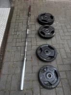100kg Rubberen Gewichten , Olympische Barbell 220cm, Ophalen, Gebruikt, Halterschijven