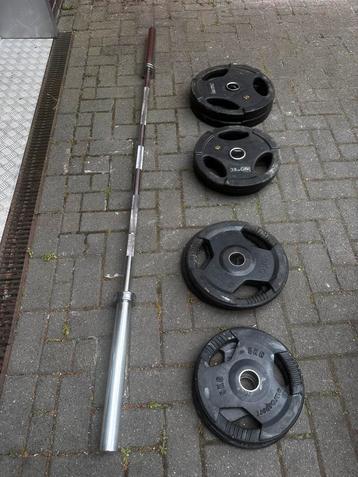 100kg Rubberen Gewichten , Olympische Barbell 220cm beschikbaar voor biedingen