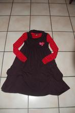 Robe 2 en 1"Jean Bourget"brune et faux T-shirt rouge T138cm, Enfants & Bébés, Comme neuf, Fille, Jean Bourget, Robe ou Jupe
