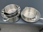 kookpotten en pan met deksel, Huis en Inrichting, Keuken | Potten en Pannen, Ophalen, Inox, Gebruikt, Keramische plaat