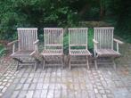 4 Houten tuinstoelen, inklapbaar, 10 euro per stoel, Ophalen, Gebruikt, Hout, Inklapbaar