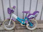 Sneeuwkoninginfiets met mand en poppenhouder in goede staat, Ophalen, Dino bike, Gebruikt, 14 inch of minder