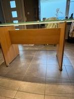 Table à manger moderne en verre avec cadre en bois, 150 à 200 cm, Cinq personnes ou plus, Comme neuf, Enlèvement