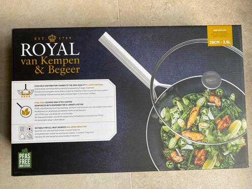 Royal van Kempen en Begeer - Wokpan met deksel - 28 CM, Huis en Inrichting, Keuken | Potten en Pannen, Nieuw, Wok, Inductieplaat