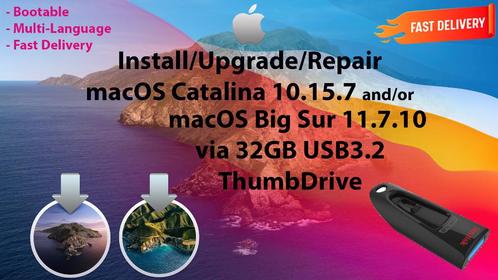 macOS Catalina 10.15.7+Big Sur 11.7.10 32 Go USB3.2 OSX OS X, Informatique & Logiciels, Systèmes d'exploitation, Neuf, MacOS, Envoi