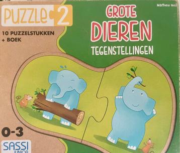 Puzzel +boek  'Grote Dieren Tegenstellingen' beschikbaar voor biedingen