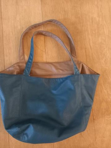 Leren handtas omkeerbaar blauw/bruin  beschikbaar voor biedingen