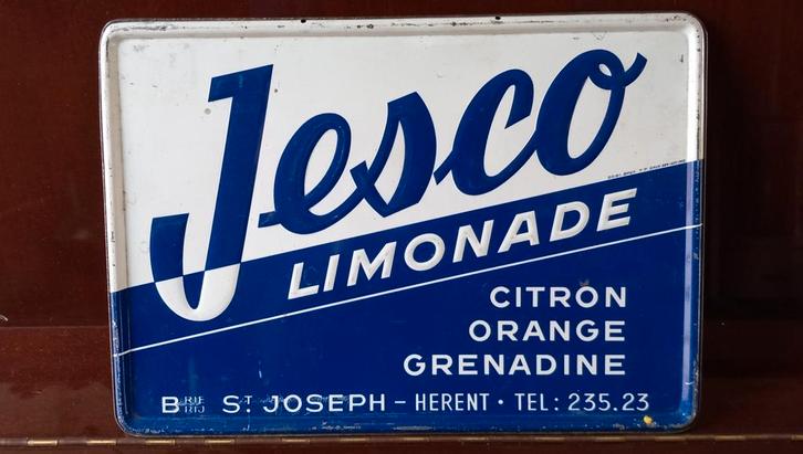 Ancienne publicité en métal Jesco Limonade 1953, Verzamelen, Merken en Reclamevoorwerpen, Gebruikt, Ophalen of Verzenden