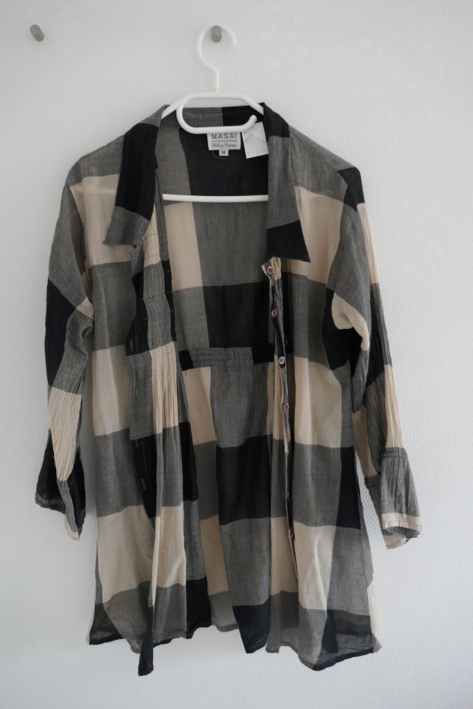 lichte, geruite bloes / tuniek Masai, Kleding | Dames, Blouses en Tunieken, Zo goed als nieuw, Maat 38/40 (M), Zwart, Ophalen of Verzenden