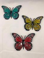 Set van 3 Vlinders, geheel metaal en vol in kleur-vlinder, Enlèvement ou Envoi, Neuf