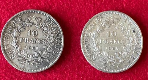 Zilveren munten van 1965 en 66 Franse frank, Antiek en Kunst, Antiek | Zilver en Goud, Zilver, Ophalen of Verzenden