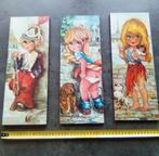 3 vintage "Big Eyes kids in Paris" prints op Vezelplaat, Ophalen of Verzenden, Gebruikt