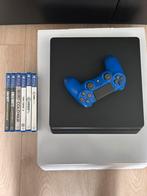 PS4 SLIM 1 TB, Games en Spelcomputers, Spelcomputers | Sony PlayStation 4, Met games, Zo goed als nieuw, 1 TB, Met 1 controller