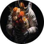 Cercle mural Astronaute avec fleurs 40x40 en métal + système, Envoi, Neuf