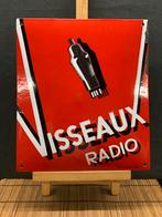 Emaille reclamebord VISSAUX-RADIO(lampen) jaren20-30, Ophalen, Gebruikt, Reclamebord