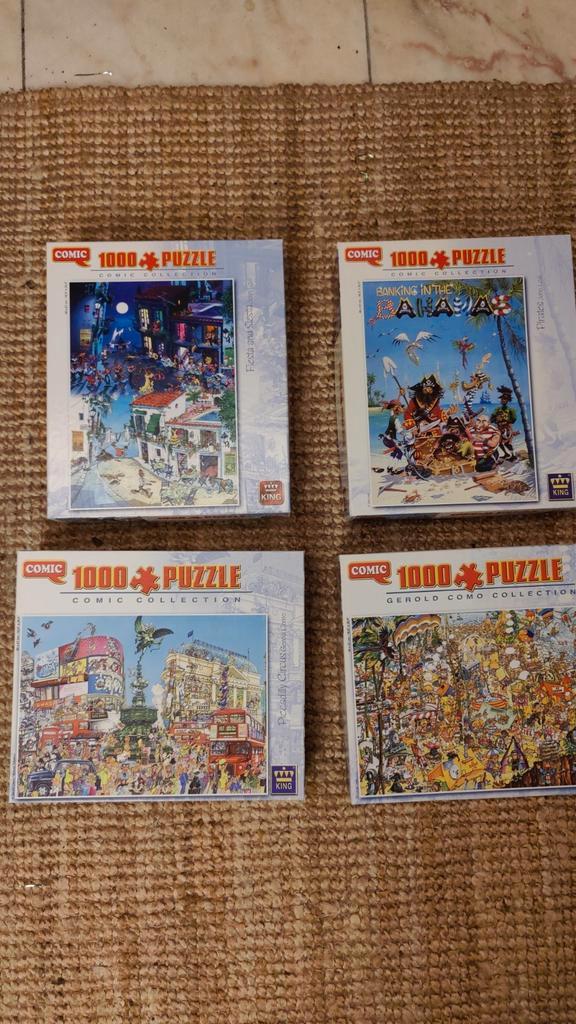 Bundel 4x Comic puzzels – humoristische tekenstijl – complee, Hobby en Vrije tijd, Denksport en Puzzels, Zo goed als nieuw, Ophalen