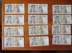 12 oude bankbiljetten van 20 frank, gedateerd 15/06/1964, Postzegels en Munten, Ophalen of Verzenden, Setje