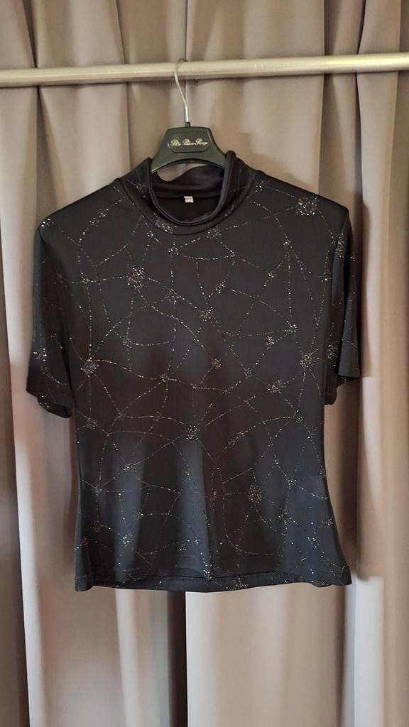 Dames blouse met rolkraag en glitter maat 40 nieuw, Kleding | Dames, T-shirts, Zo goed als nieuw, Maat 38/40 (M), Zwart, Korte mouw