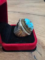 Titel: Grote Vintage Ring met Natuurlijk  – Zilver 99, Enlèvement, Comme neuf, Bleu, Argent