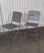 2 chaise pliable bistro jardin / terrasse en acier, Autres matériaux, Utilisé, Pliant, Enlèvement ou Envoi