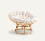 Papasan Lounge Stoel Naturel, Gebroken Wit kussen, Ophalen, Zo goed als nieuw, Rotan