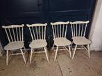 4 retro spijlstoelen jaren 80, Ophalen, Gebruikt, Wit, Vier