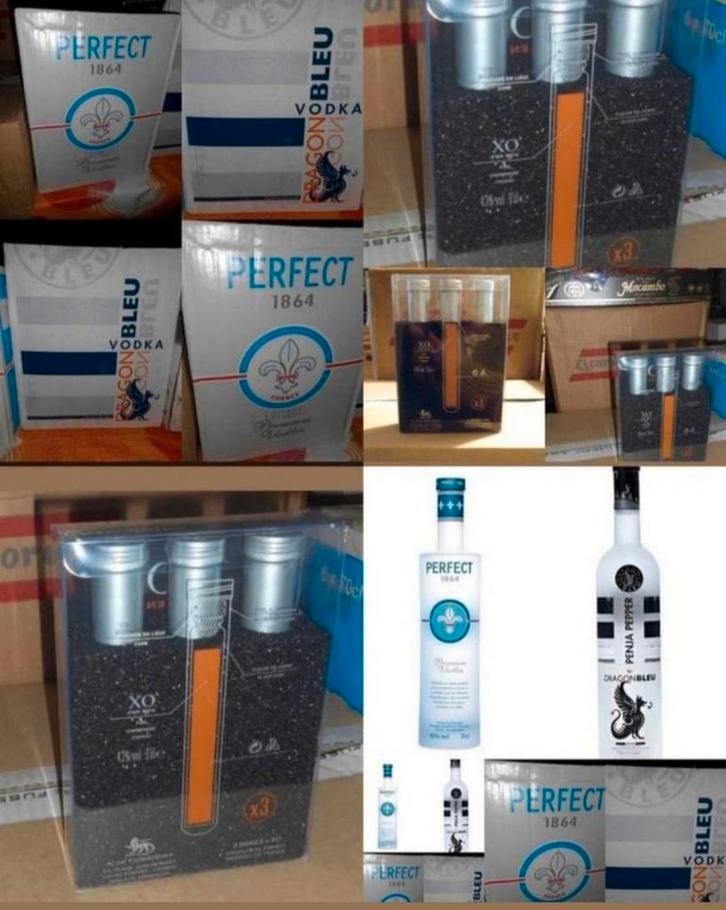 6 XO COGNAC  A. de FUSSIGNY 3x3cl + 6  WODKA 70cl, Verzamelen, Wijnen, Nieuw, Overige typen, Frankrijk, Vol, Ophalen