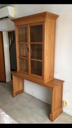 Houten vitrine kast, Ophalen, Zo goed als nieuw, Glas, Met deur(en)