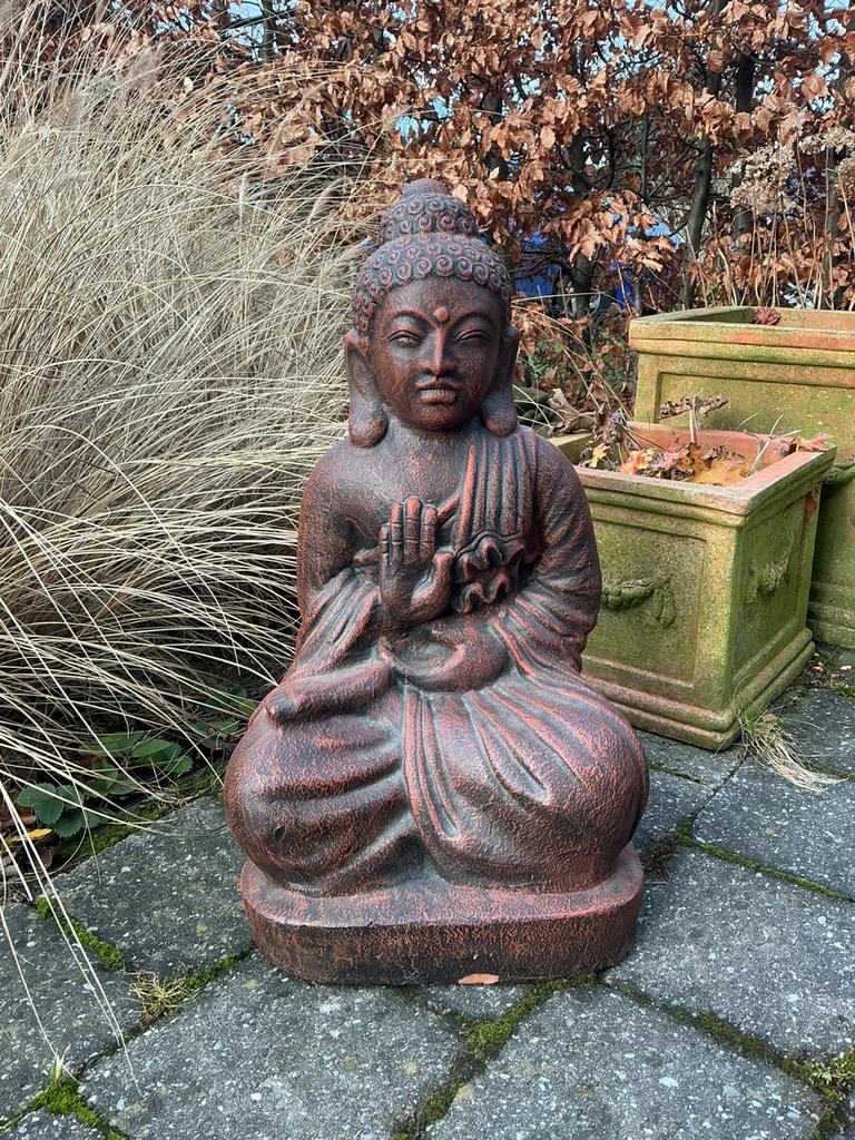 Zittende Boeddha in steen 55cm, Huis en Inrichting, Woonaccessoires | Boeddhabeelden, Ophalen
