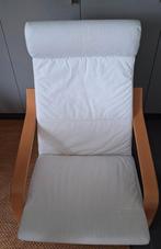 Fauteuil IKEA Poang : placage de chêne et revêtement blanc-b, Maison & Meubles, Fauteuils, 75 à 100 cm, Comme neuf, Enlèvement