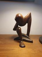 Herziene sculptuur van The Thinker van Rodin in exotisch har, Antiek en Kunst, Ophalen of Verzenden
