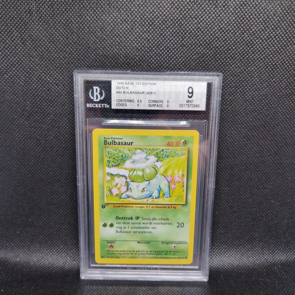Bulbasaur NL Base 1st Edition BGS 9, Hobby en Vrije tijd, Verzamelkaartspellen | Pokémon, Ophalen of Verzenden