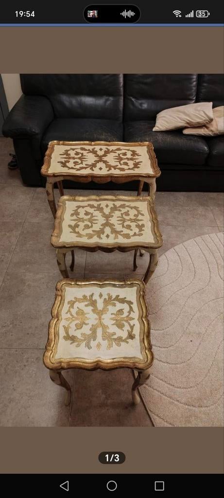 van 3 antieke Florentijns gouden bijzettafels, Ophalen of Verzenden