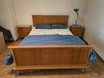 Vintage slaapkamer set – bed, kleerkast en 2 nachtkastjes, Ophalen, Gebruikt, Tweepersoons, Midcentury / vintage