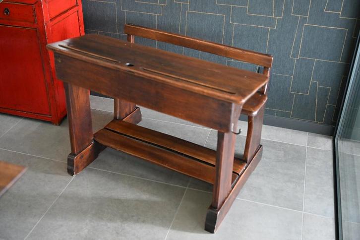 Oude antieke schoolbank, lessenaar, bureau, Antiquités & Art, Antiquités | Meubles | Chaises & Canapés, Enlèvement