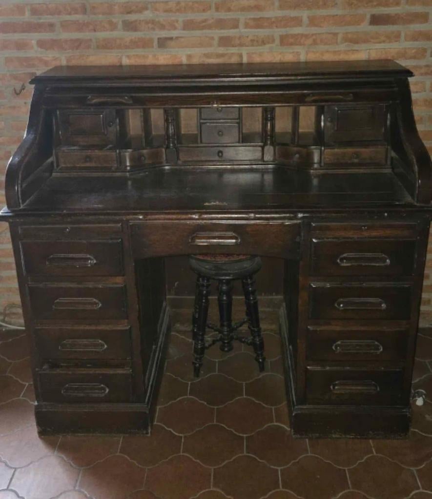Antiek bureau met rolluikje, Huis en Inrichting, Kasten | Secretaires, Ophalen