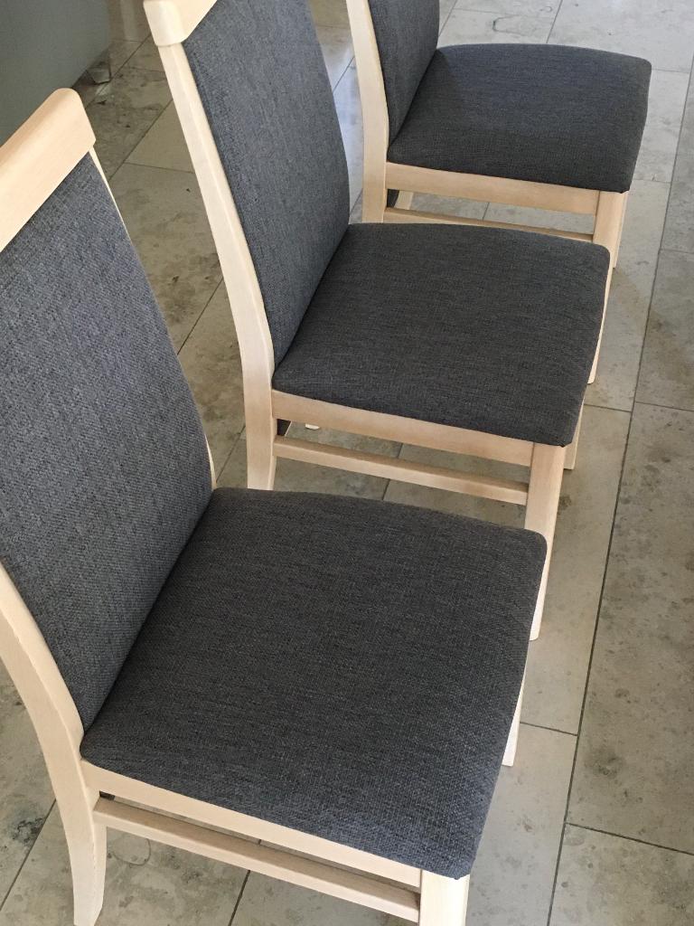 Massief eiken eetkamerstoelen uit de Faro collectie  8 stuks, Maison & Meubles, Chaises, Gris, Comme neuf, Enlèvement, Cinq, Six Chaises ou plus