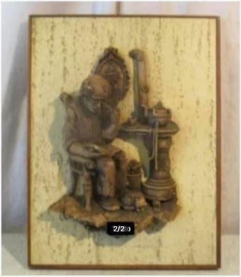 Mooi Wandbeeld - Man bij de Kachel' - 41x31, Verzamelen, Ophalen of Verzenden, Zo goed als nieuw, Mens