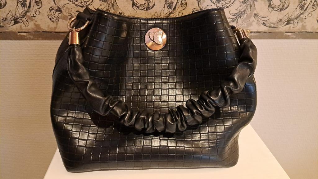 Zeer prachtige zwarte handtas + gratis paraplu zie foto's, Ophalen of Verzenden, Handtas