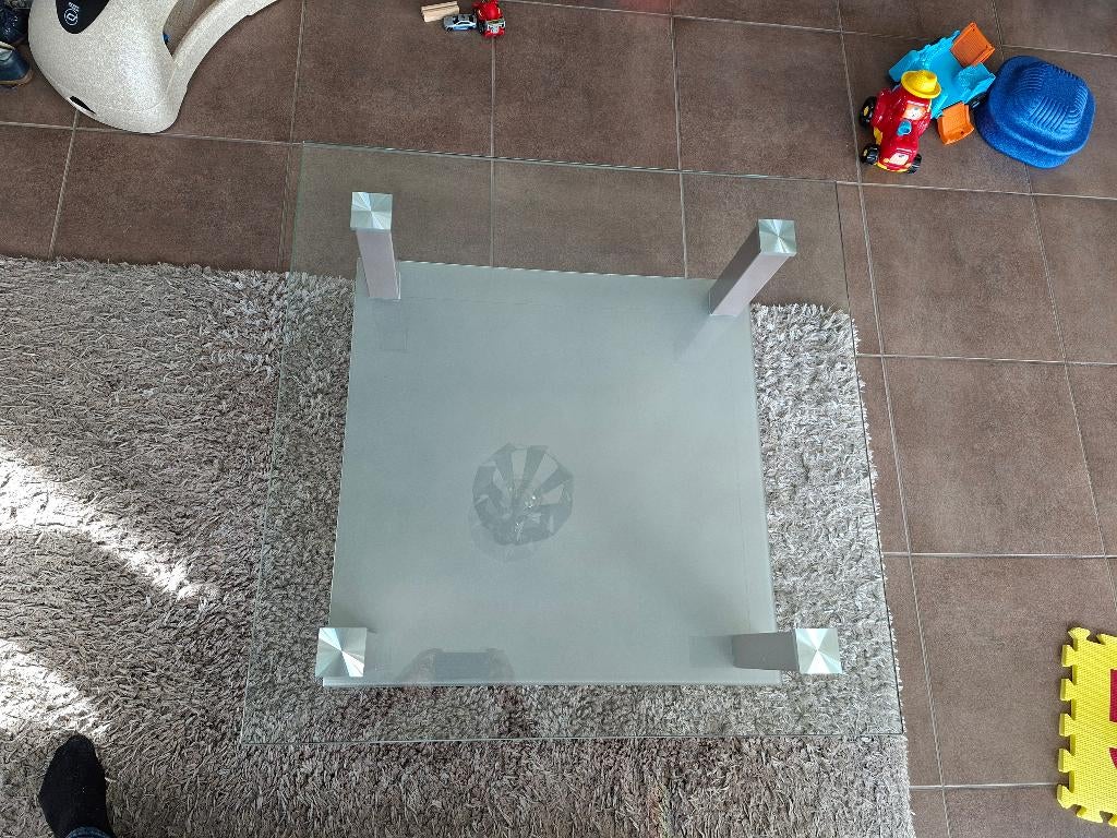 Glazen salontafel, Maison & Meubles, Tables | Tables de salon, Enlèvement, Utilisé, Carré, Verre