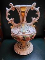 Ancien Vase Capodimonte Italy 5h3 avec couronne en or., Enlèvement ou Envoi