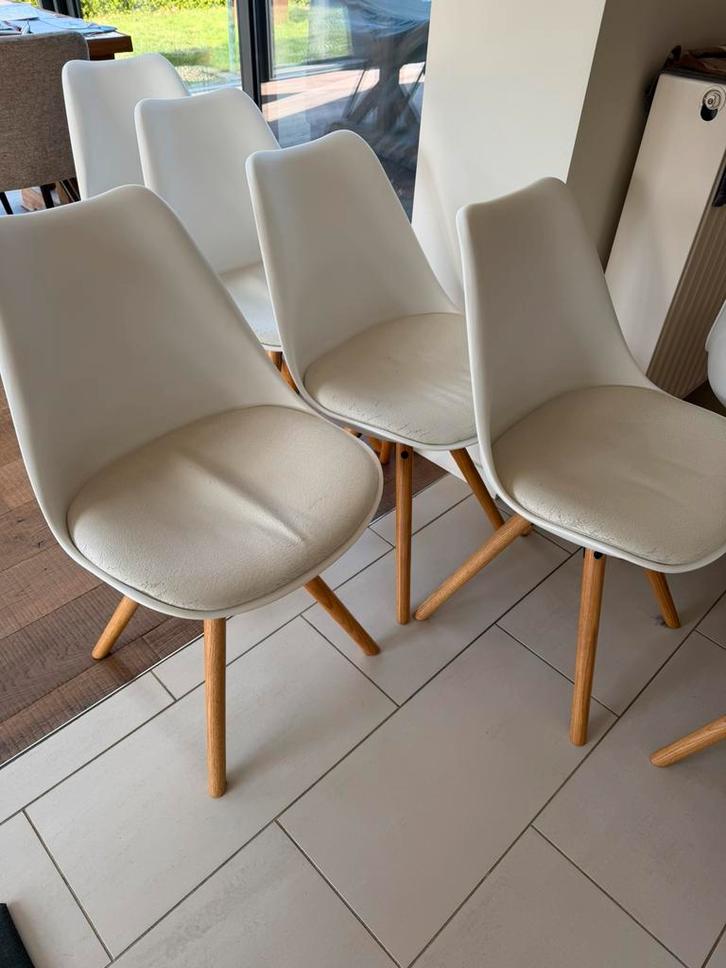 Kuipstoelen 8x wit, Maison & Meubles, Chaises, Utilisé, Cinq, Six Chaises ou plus, Bois, Synthétique, Blanc, Enlèvement
