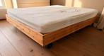 Bedkader 1m60 + latoflex + 2 matrassen gratis op te halen, Huis en Inrichting, Ophalen, Bruin, Tweepersoons, 200 cm