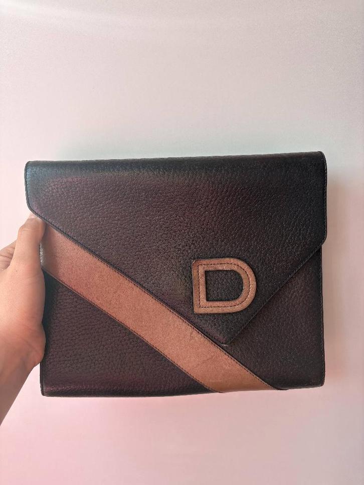 Vintage Delvaux schoudertas, Handtassen en Accessoires, Tassen | Schoudertassen, Zo goed als nieuw, Overige merken, Zwart, Leer